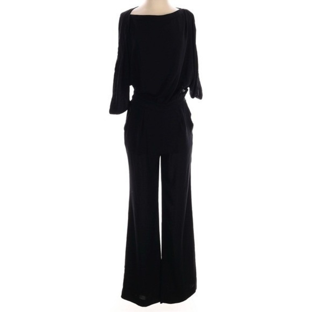 DIANE VON FURSTENBERG Black Wide Leg Jumpsuit | Holiday Cocktail Evening | Sz 2